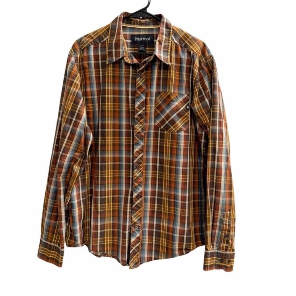 MARMOT Long Sleeve Button Down Shirt Plaid Size XL